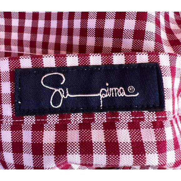 Land's End Supima Plaid Shirt fit & tall in Red and White Men's - Picture 7 of 8